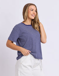 HUTCH STRIPE TEE NAVY/WHITE STRIPE_by_FOXWOOD_women's_in_New Zealand_ SIDE _