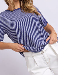 HUTCH STRIPE TEE NAVY/WHITE STRIPE_by_FOXWOOD_women's_in_New Zealand_ DETAIL _