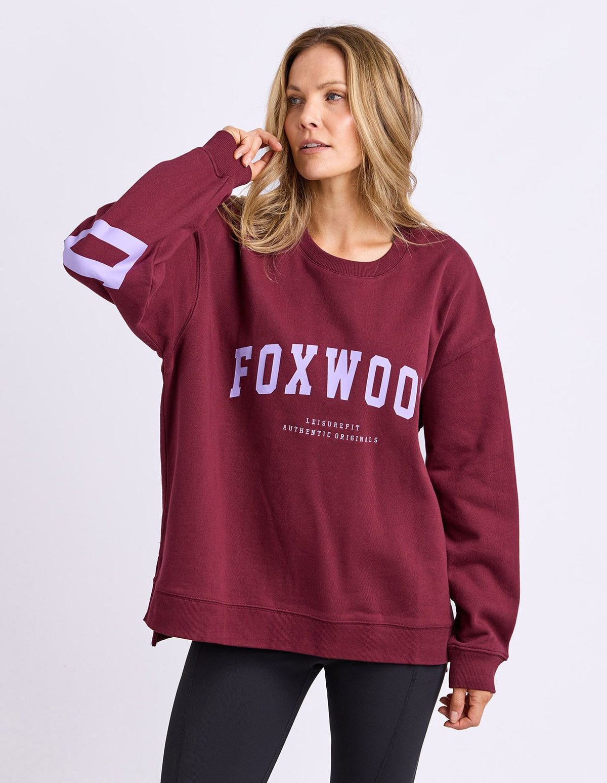 INTERVAL CREW BURGUNDY_by_FOXWOOD_women's_in_New Zealand_ FEATURED / FRONT _