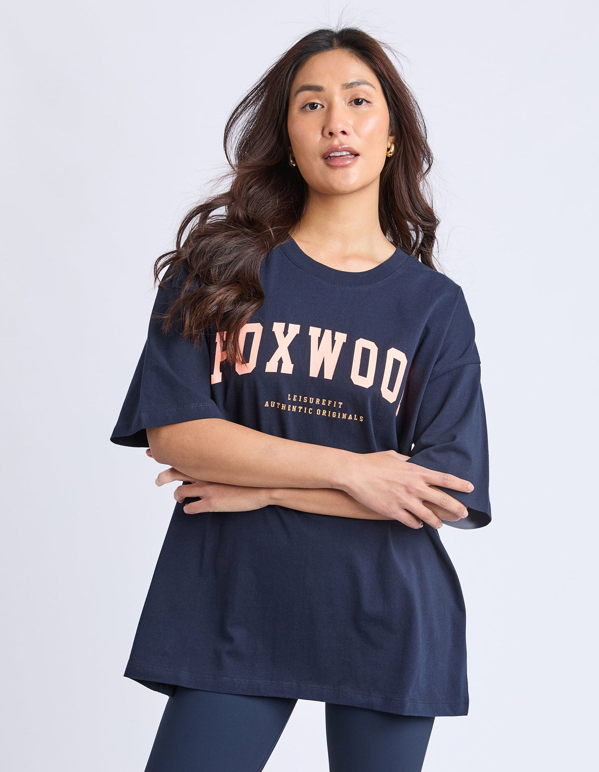 INTERVAL TEE NAVY/ORANGE_by_FOXWOOD_women's_in_New Zealand_ FEATURED / FRONT _