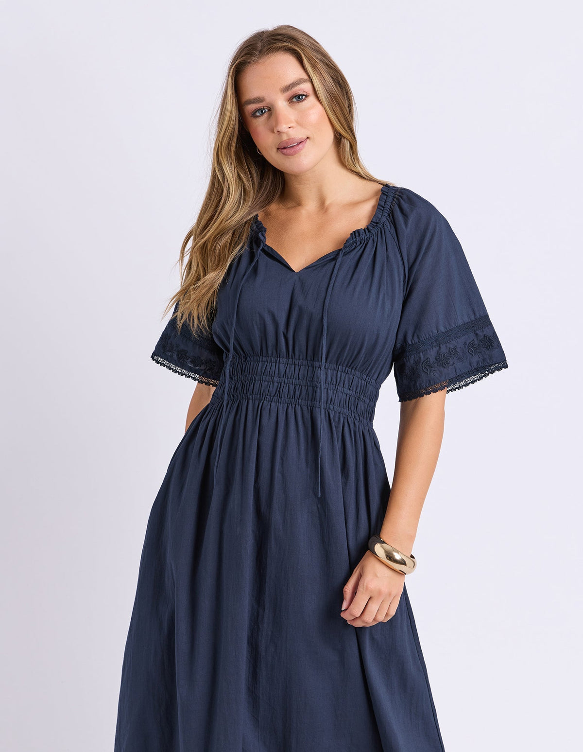 JUNA DRESS DARK SAPPHIRE_by_FOXWOOD_women's_in_New Zealand_ ANGLE _