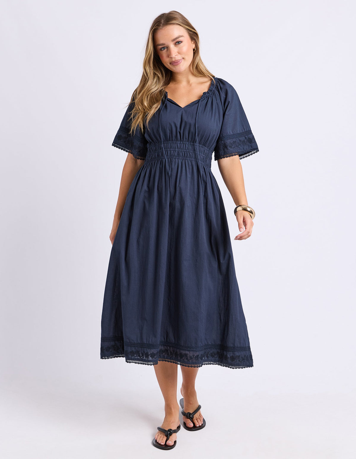 JUNA DRESS DARK SAPPHIRE_by_FOXWOOD_women's_in_New Zealand_ MODEL _