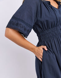 JUNA DRESS DARK SAPPHIRE_by_FOXWOOD_women's_in_New Zealand_ DETAIL _