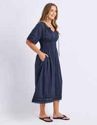 JUNA DRESS DARK SAPPHIRE_by_FOXWOOD_women's_in_New Zealand_ SIDE _