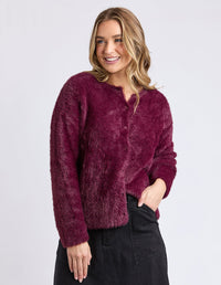 FOXWOOD_KENNY BUTTON CARDI WINE _ KENNY BUTTON CARDI WINE _ Ebony Boutique NZ