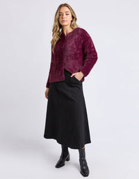FOXWOOD_KENNY BUTTON CARDI WINE _ KENNY BUTTON CARDI WINE _ Ebony Boutique NZ