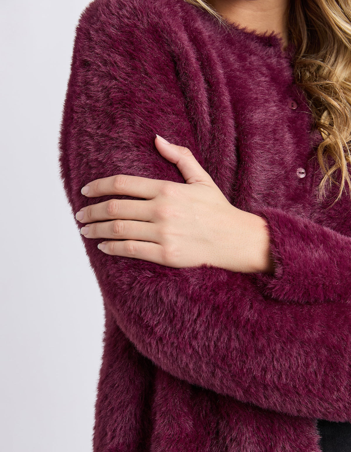 FOXWOOD_KENNY BUTTON CARDI WINE _ KENNY BUTTON CARDI WINE _ Ebony Boutique NZ