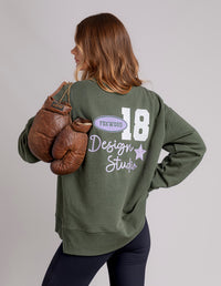 LEAGUE OVERSIZED CREW KHAKI_by_FOXWOOD_women's_in_New Zealand_ FEATURED / FRONT _