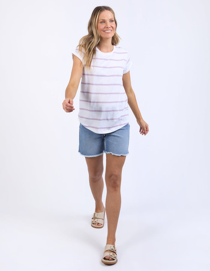 FOXWOOD_MANLY STRIPE TEE LAVENDER _ MANLY STRIPE TEE LAVENDER _ Ebony Boutique NZ