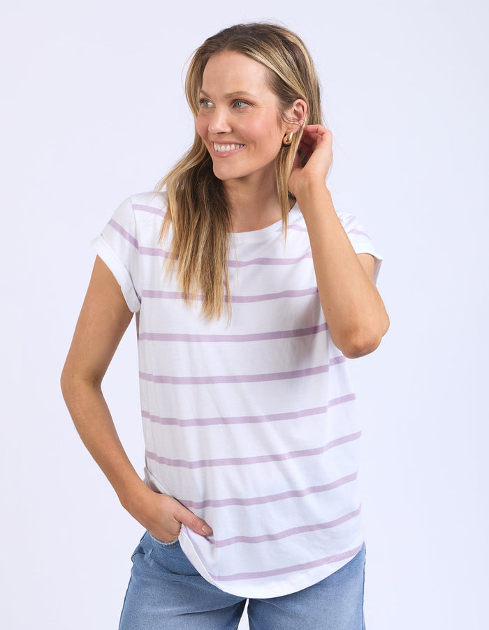 FOXWOOD_MANLY STRIPE TEE LAVENDER _ MANLY STRIPE TEE LAVENDER _ Ebony Boutique NZ