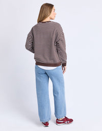 ORIGINAL STRIPE CREW COFFEE/WHITE STRIPE_by_FOXWOOD_women's_in_New Zealand_ BACK _