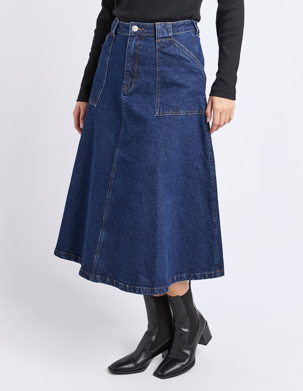 POTTER SKIRT DARK DENIM_by_FOXWOOD_women's_in_New Zealand_ POTTER SKIRT DARK DENIM _