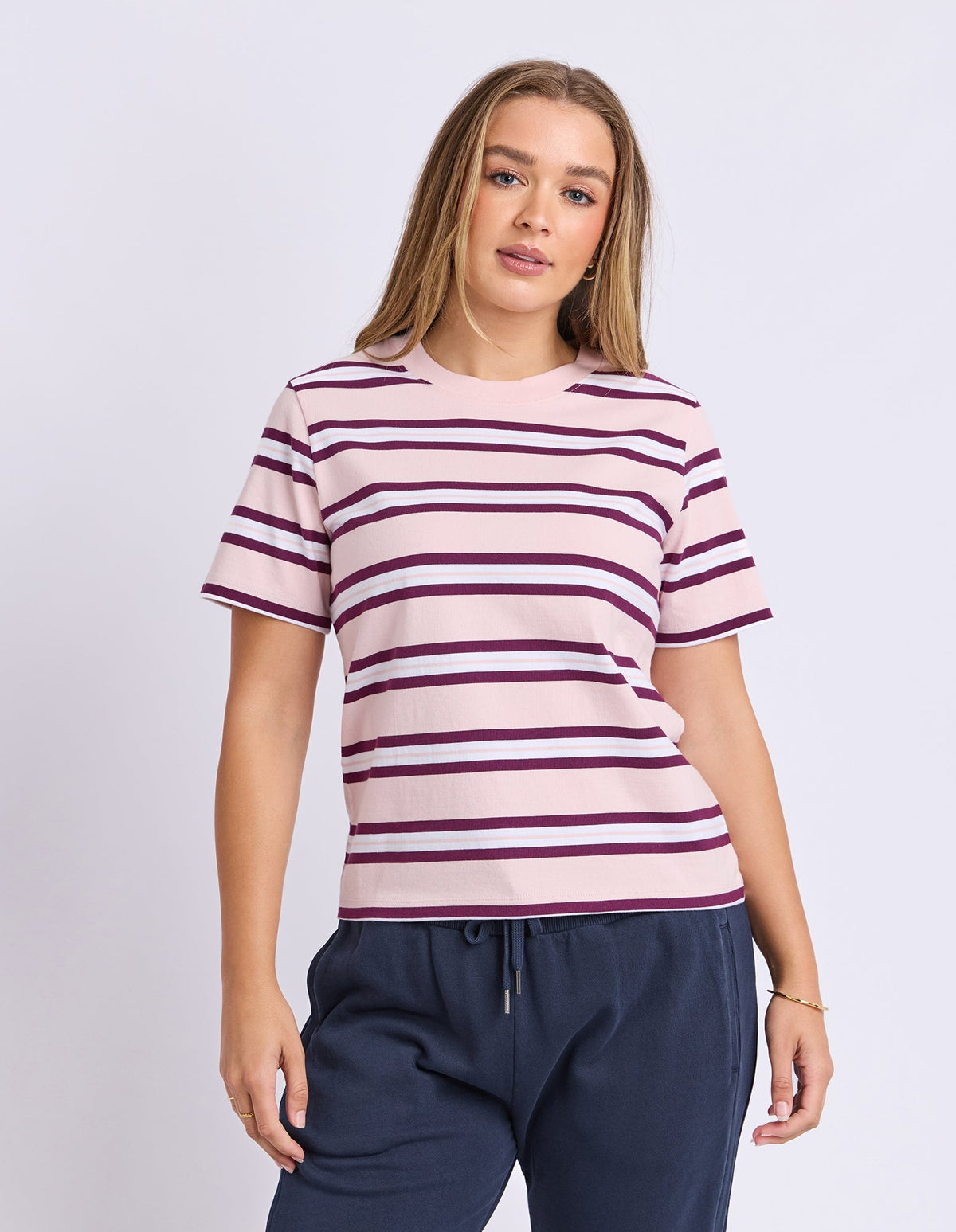 PURE STRIPE TEE BALLERINA BALLERINA BALLERINA BALLERINA BALLERINA BALLERINA PINK_by_FOXWOOD_women's_in_New Zealand_ FEATURED / FRONT _