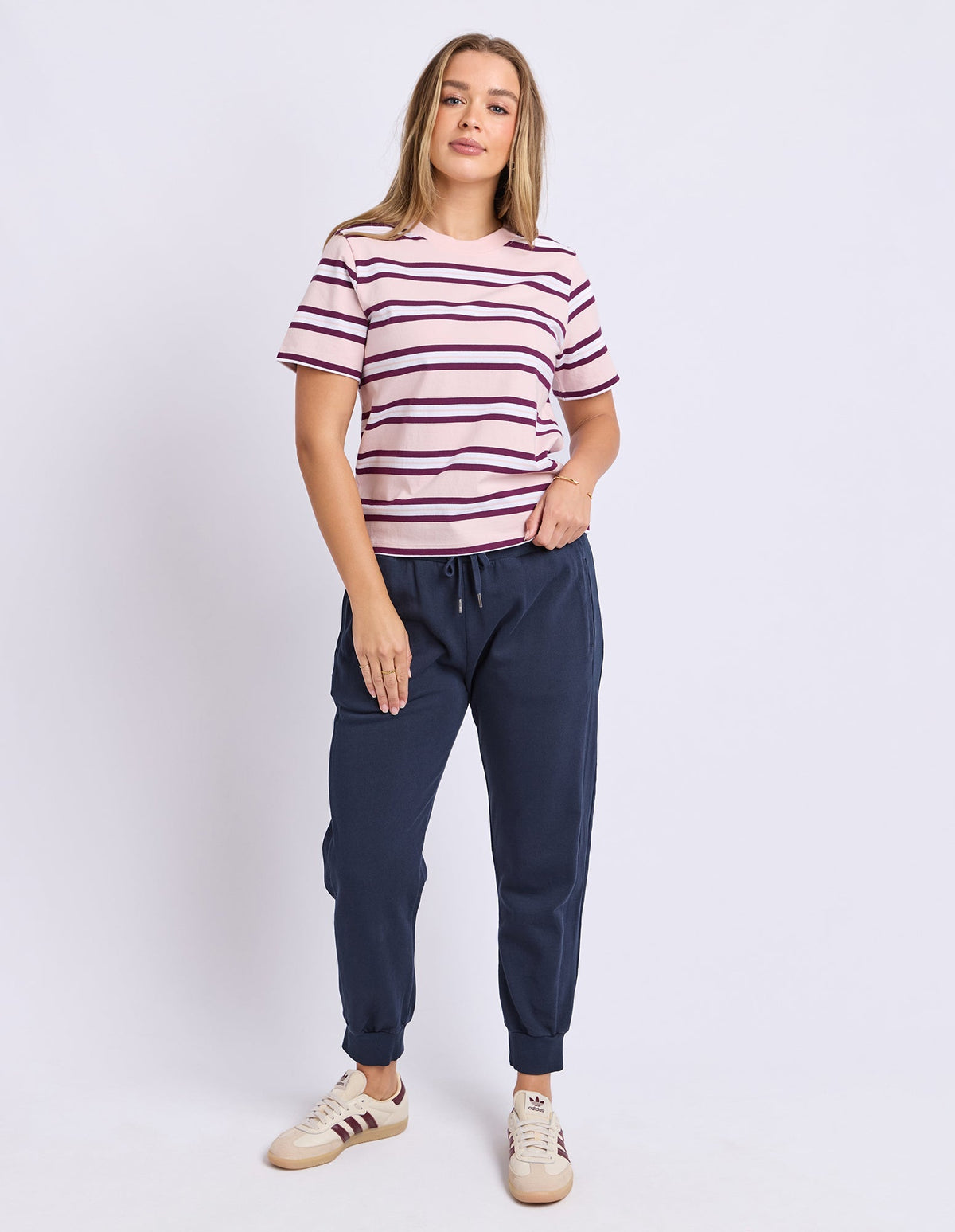 PURE STRIPE TEE BALLERINA BALLERINA BALLERINA BALLERINA BALLERINA BALLERINA PINK_by_FOXWOOD_women's_in_New Zealand_ MODEL _
