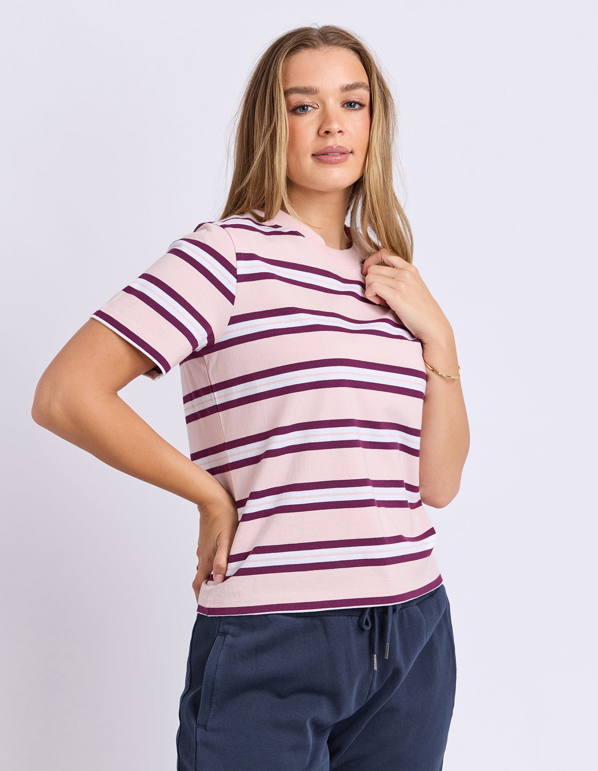 PURE STRIPE TEE BALLERINA BALLERINA BALLERINA BALLERINA BALLERINA BALLERINA PINK_by_FOXWOOD_women's_in_New Zealand_ ANGLE _