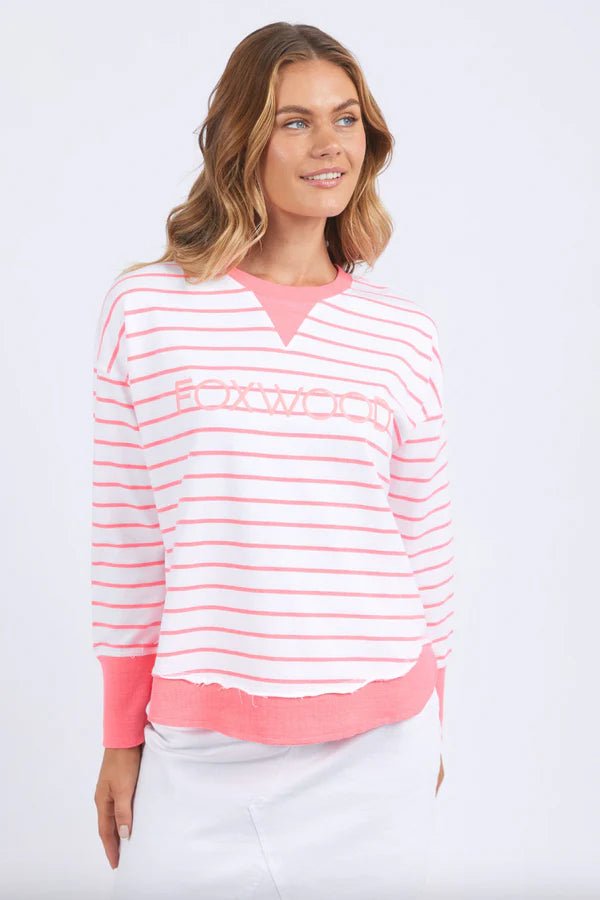 FOXWOOD_SIMPLIFIED CREW NEON PINK / WHITE _ SIMPLIFIED CREW NEON PINK / WHITE _ Ebony Boutique NZ