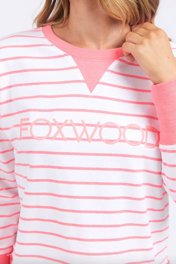 FOXWOOD_SIMPLIFIED CREW NEON PINK / WHITE _ SIMPLIFIED CREW NEON PINK / WHITE _ Ebony Boutique NZ