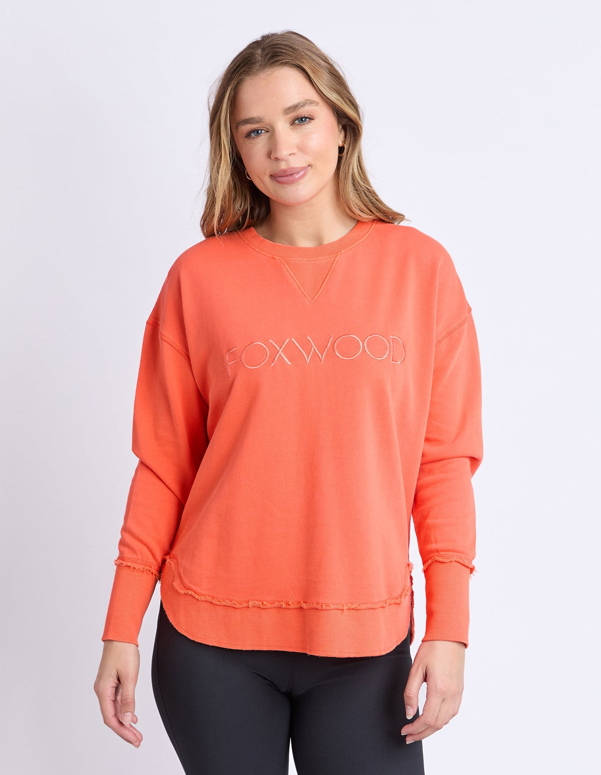 SIMPLIFIED CREW ORANGE RED_by_FOXWOOD_women's_in_New Zealand_ FEATURED / FRONT _