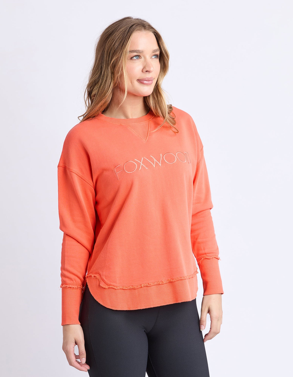 SIMPLIFIED CREW ORANGE RED_by_FOXWOOD_women's_in_New Zealand_ ANGLE _