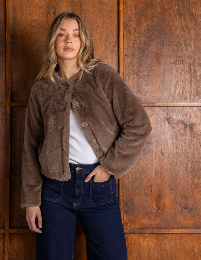 SOPHIA FUR JACKET MOCHA_by_FOXWOOD_women's_in_New Zealand_ SOPHIA FUR JACKET MOCHA _