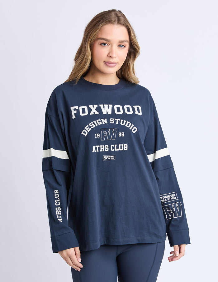 STUDIO TWIN TEE NAVY_by_FOXWOOD_women's_in_New Zealand_ STUDIO TWIN TEE NAVY _