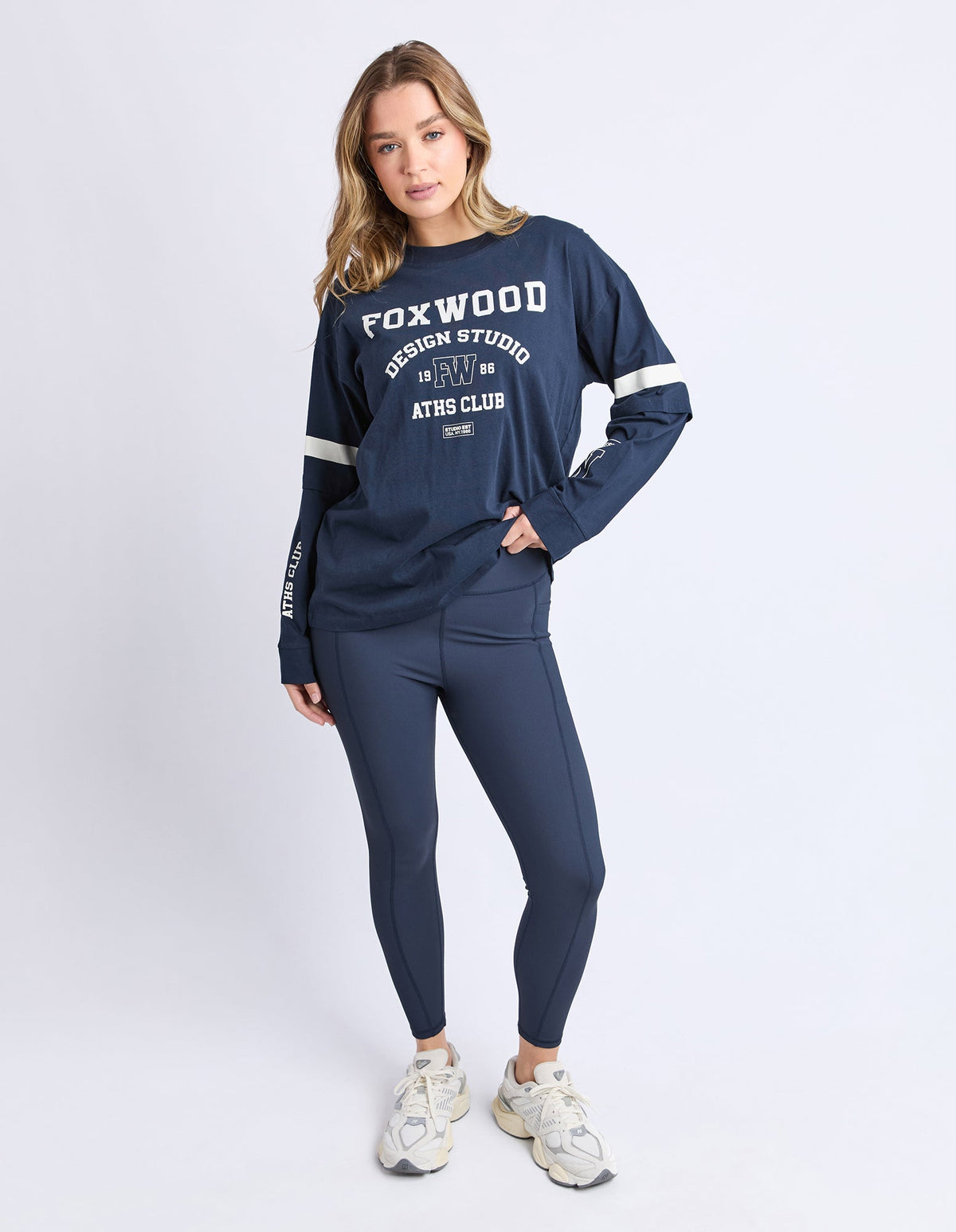STUDIO TWIN TEE NAVY_by_FOXWOOD_women's_in_New Zealand_ STUDIO TWIN TEE NAVY _