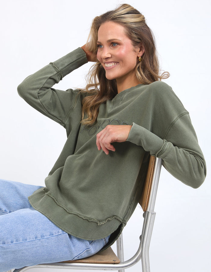 FOXWOOD_WASHED SIMPLIFIED CREW KHAKI _ WASHED SIMPLIFIED CREW KHAKI _ Ebony Boutique NZ