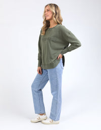 FOXWOOD_WASHED SIMPLIFIED CREW KHAKI _ WASHED SIMPLIFIED CREW KHAKI _ Ebony Boutique NZ