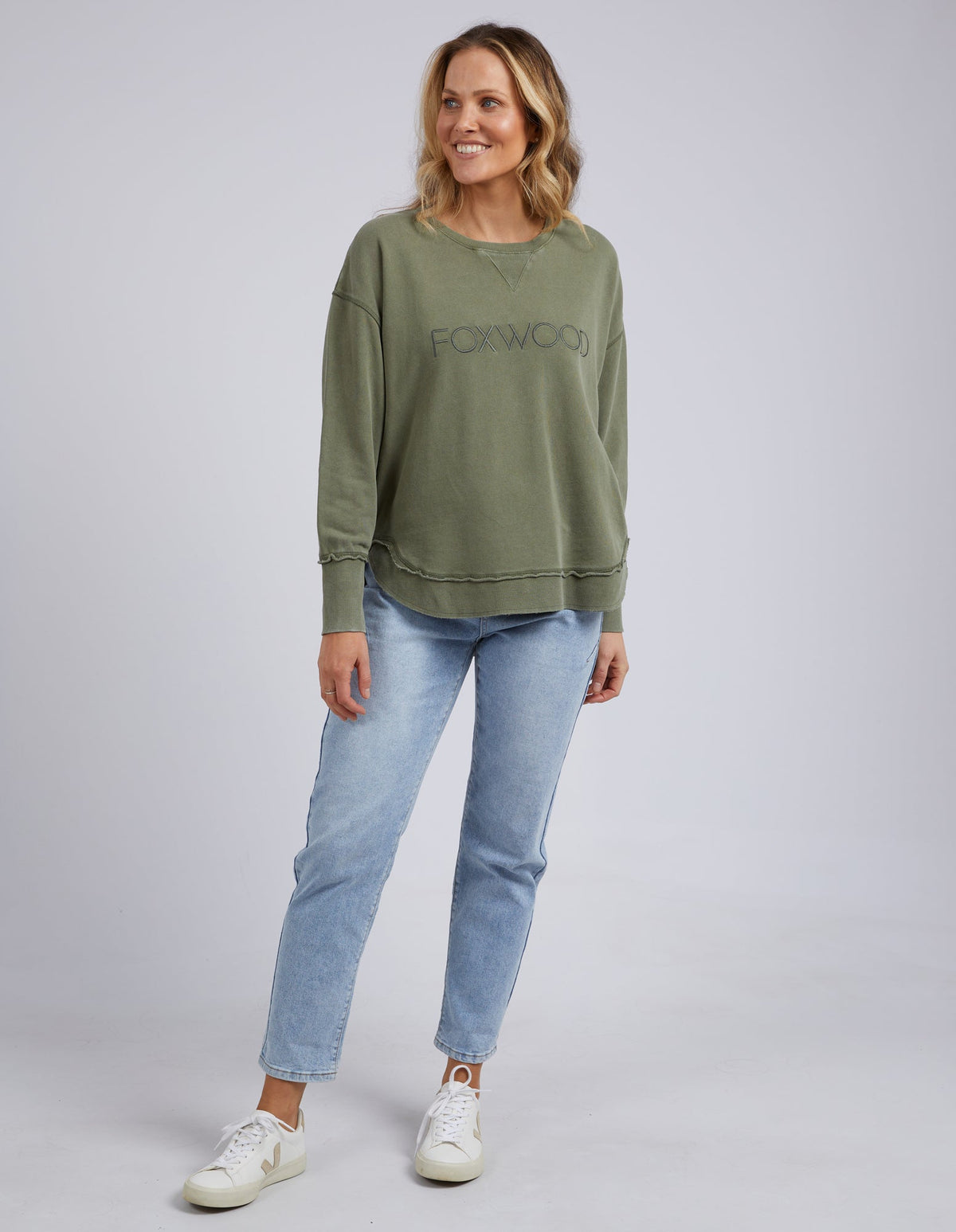 FOXWOOD_WASHED SIMPLIFIED CREW KHAKI _ WASHED SIMPLIFIED CREW KHAKI _ Ebony Boutique NZ