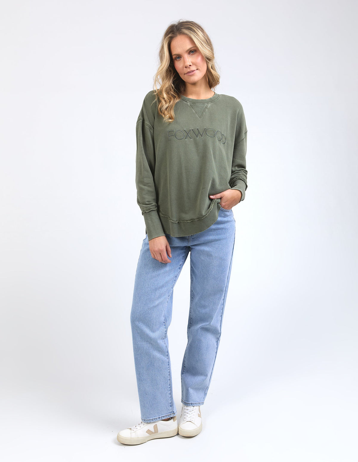 FOXWOOD_WASHED SIMPLIFIED CREW KHAKI _ WASHED SIMPLIFIED CREW KHAKI _ Ebony Boutique NZ