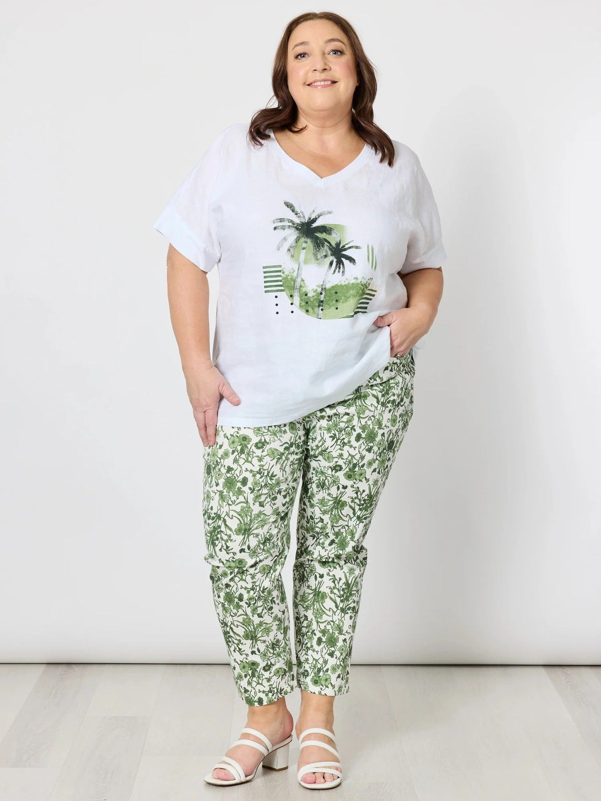 GORDON SMITH_ALEXANDRIA PANT BASIL / WHITE _ ALEXANDRIA PANT BASIL / WHITE _ Ebony Boutique NZ
