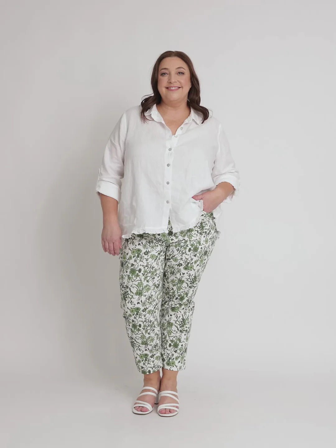 GORDON SMITH_ALEXANDRIA PANT BASIL / WHITE _ ALEXANDRIA PANT BASIL / WHITE _ Ebony Boutique NZ