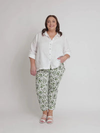 GORDON SMITH_ALEXANDRIA PANT BASIL / WHITE _ ALEXANDRIA PANT BASIL / WHITE _ Ebony Boutique NZ