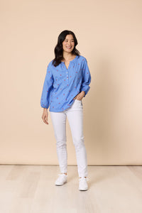 GORDON SMITH_CHERISH HEART TOP BLUE/WHITE _ CHERISH HEART TOP BLUE/WHITE _ Ebony Boutique NZ