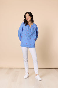 GORDON SMITH_CHERISH HEART TOP BLUE/WHITE _ CHERISH HEART TOP BLUE/WHITE _ Ebony Boutique NZ