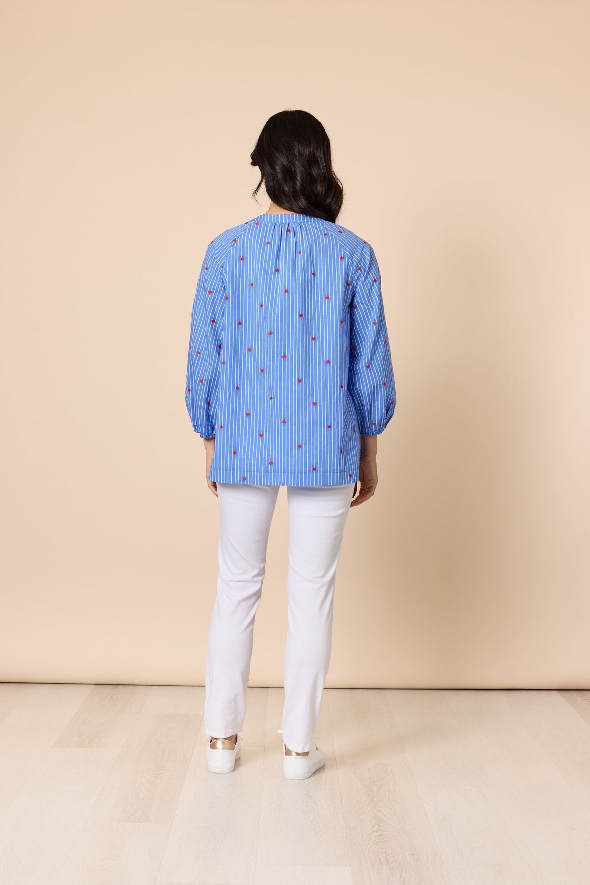 GORDON SMITH_CHERISH HEART TOP BLUE/WHITE _ CHERISH HEART TOP BLUE/WHITE _ Ebony Boutique NZ