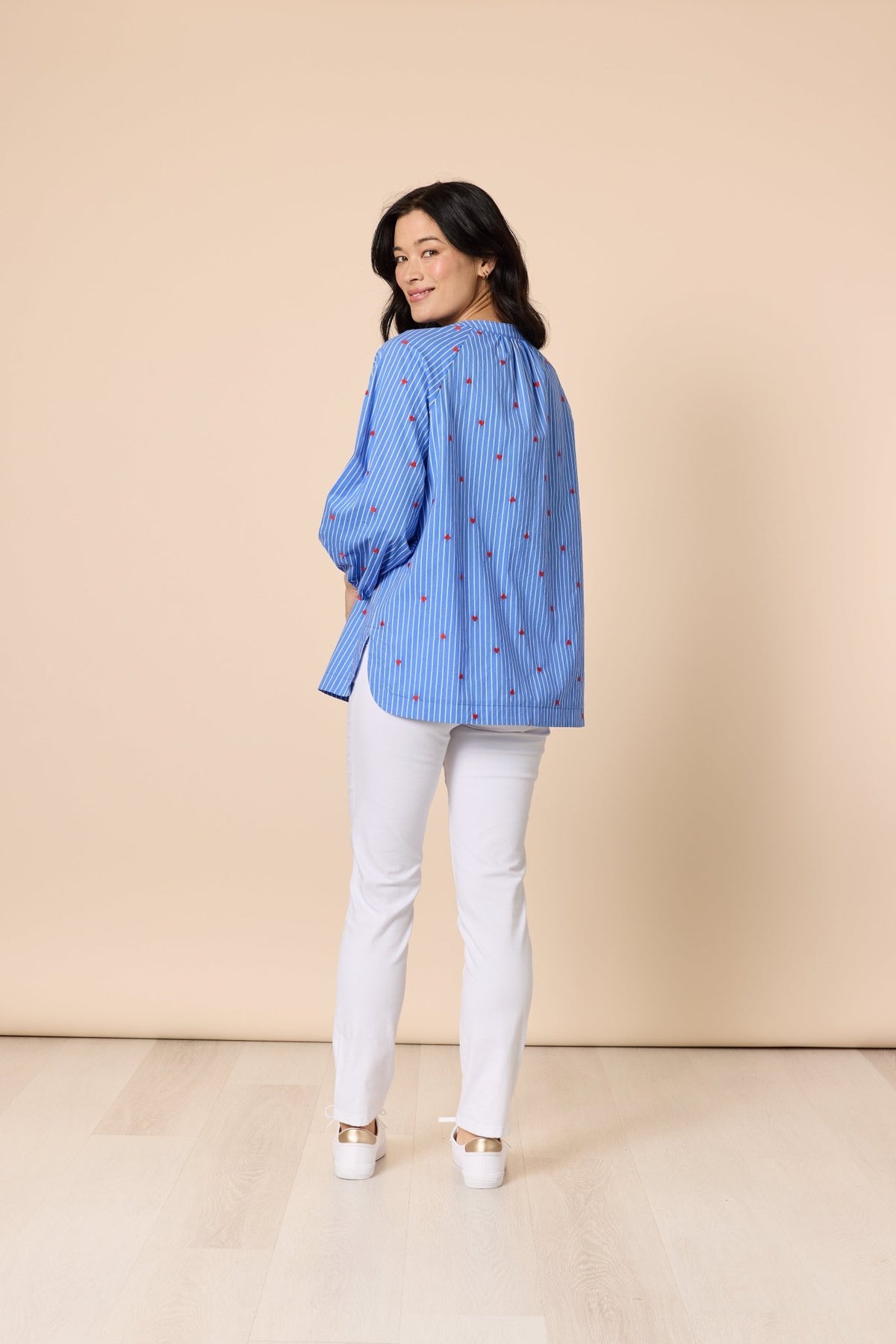 GORDON SMITH_CHERISH HEART TOP BLUE/WHITE _ CHERISH HEART TOP BLUE/WHITE _ Ebony Boutique NZ