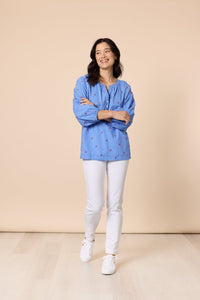 GORDON SMITH_CHERISH HEART TOP BLUE/WHITE _ CHERISH HEART TOP BLUE/WHITE _ Ebony Boutique NZ