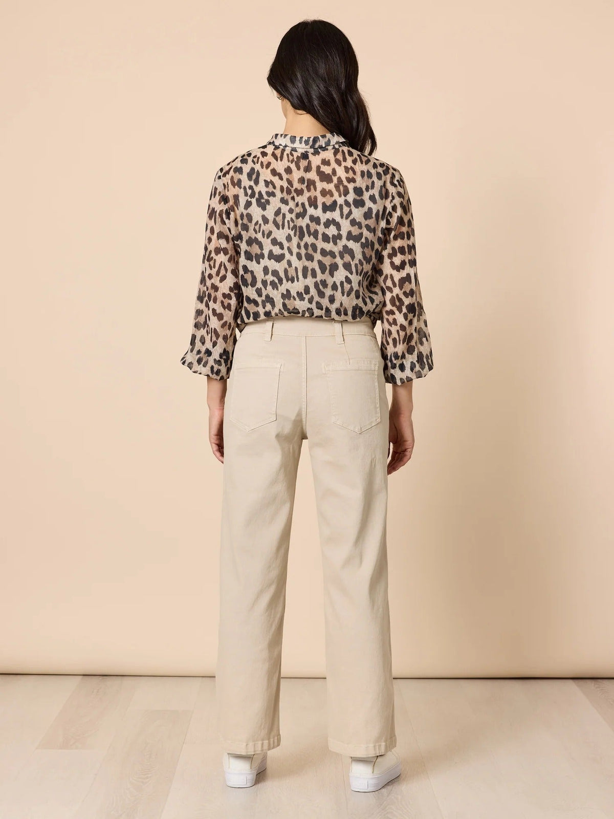 HUDSON JEAN NATURAL_by_GORDON SMITH_women's_in_New Zealand_ Gordon Smith Hudson Jean Natural women’s wide leg jeans back view showing flattering high rise fit and clean lines _