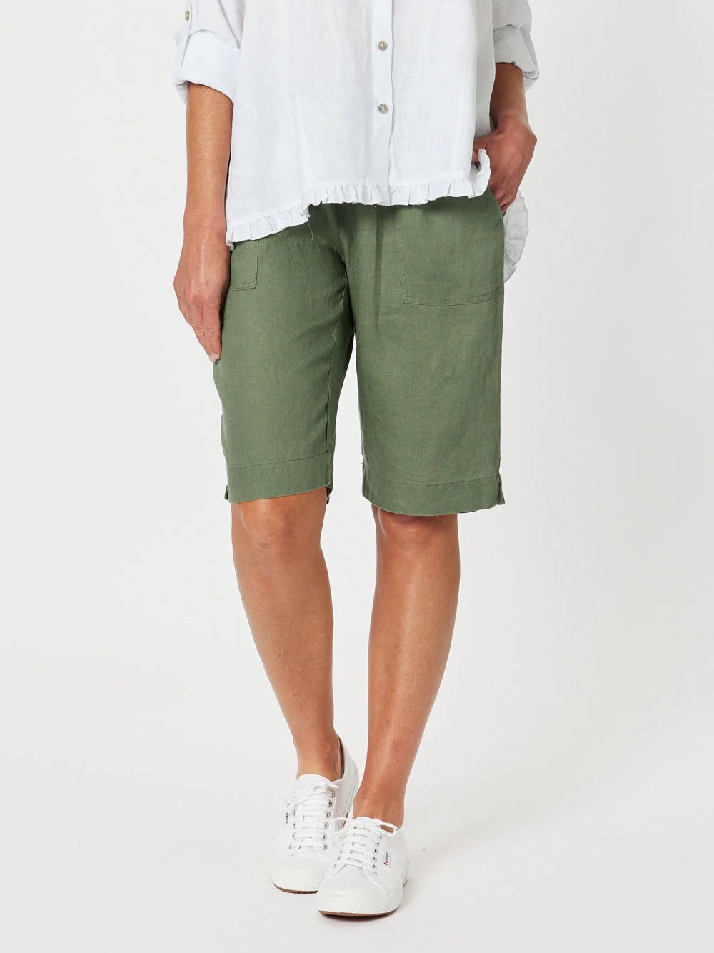 GORDON SMITH_JERSEY WAIST SHORT KHAKI _ JERSEY WAIST SHORT KHAKI _ Ebony Boutique NZ