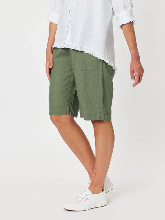 GORDON SMITH_JERSEY WAIST SHORT KHAKI _ JERSEY WAIST SHORT KHAKI _ Ebony Boutique NZ