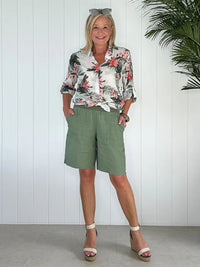 GORDON SMITH_JERSEY WAIST SHORT KHAKI _ JERSEY WAIST SHORT KHAKI _ Ebony Boutique NZ