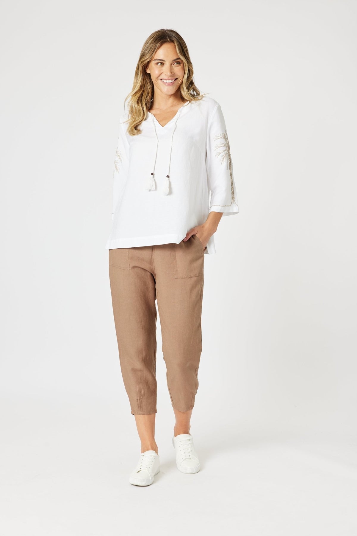 GORDON SMITH_LINO TAPERED LEG PANT NUTMEG _ LINO TAPERED LEG PANT NUTMEG _ Ebony Boutique NZ