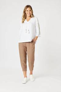 GORDON SMITH_LINO TAPERED LEG PANT NUTMEG _ LINO TAPERED LEG PANT NUTMEG _ Ebony Boutique NZ