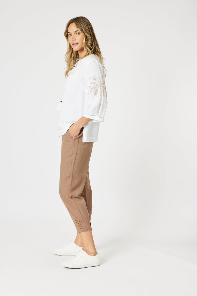 GORDON SMITH_LINO TAPERED LEG PANT NUTMEG _ LINO TAPERED LEG PANT NUTMEG _ Ebony Boutique NZ
