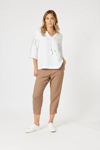 GORDON SMITH_LINO TAPERED LEG PANT NUTMEG _ LINO TAPERED LEG PANT NUTMEG _ Ebony Boutique NZ