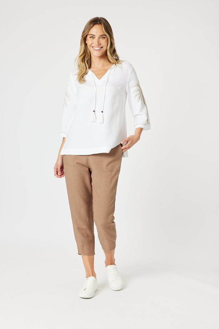 GORDON SMITH_LINO TAPERED LEG PANT NUTMEG _ LINO TAPERED LEG PANT NUTMEG _ Ebony Boutique NZ