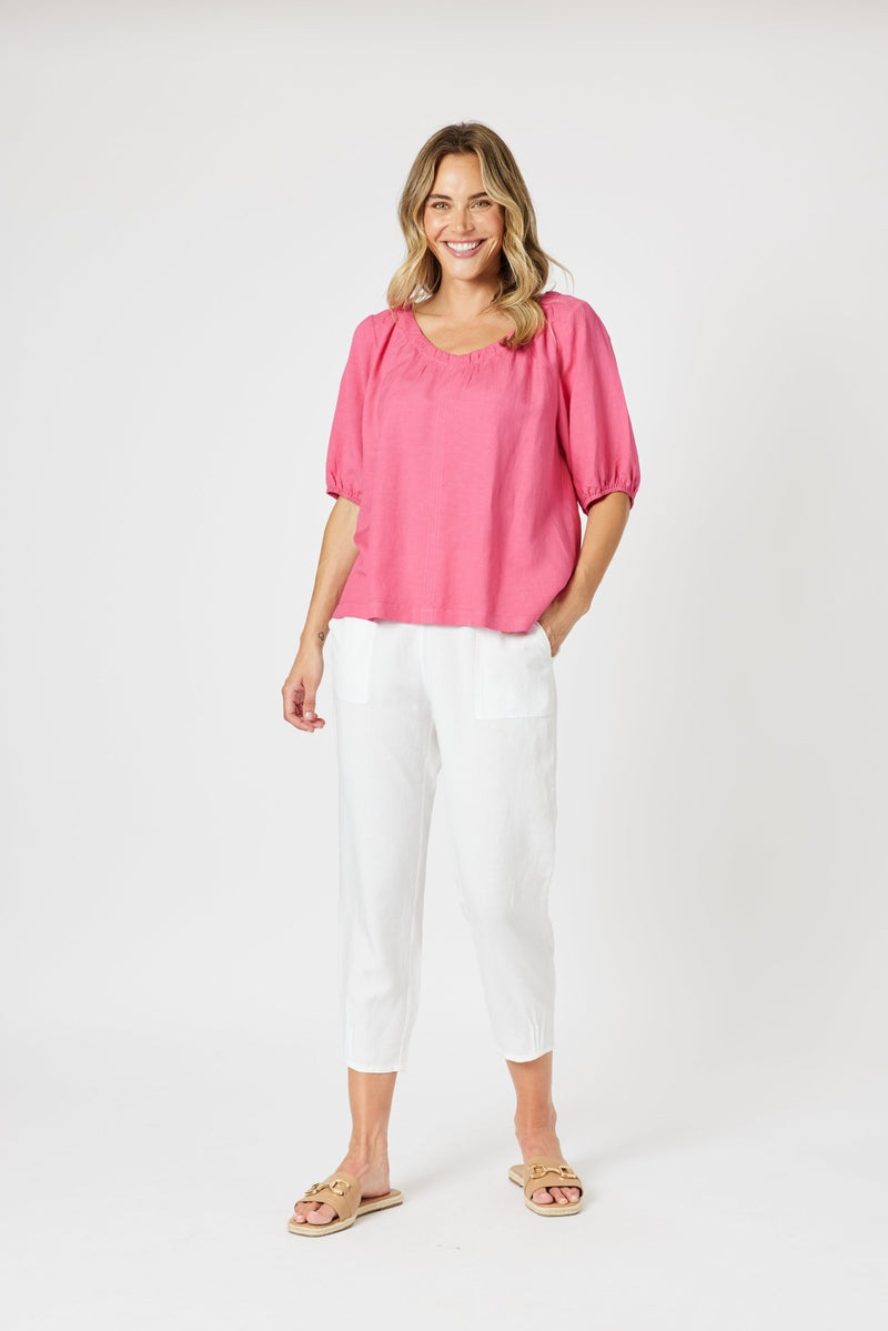 GORDON SMITH_LINO TAPERED LEG PANT WHITE _ LINO TAPERED LEG PANT WHITE _ Ebony Boutique NZ