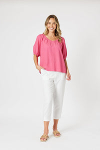 GORDON SMITH_LINO TAPERED LEG PANT WHITE _ LINO TAPERED LEG PANT WHITE _ Ebony Boutique NZ