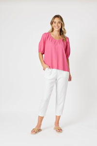 GORDON SMITH_LINO TAPERED LEG PANT WHITE _ LINO TAPERED LEG PANT WHITE _ Ebony Boutique NZ